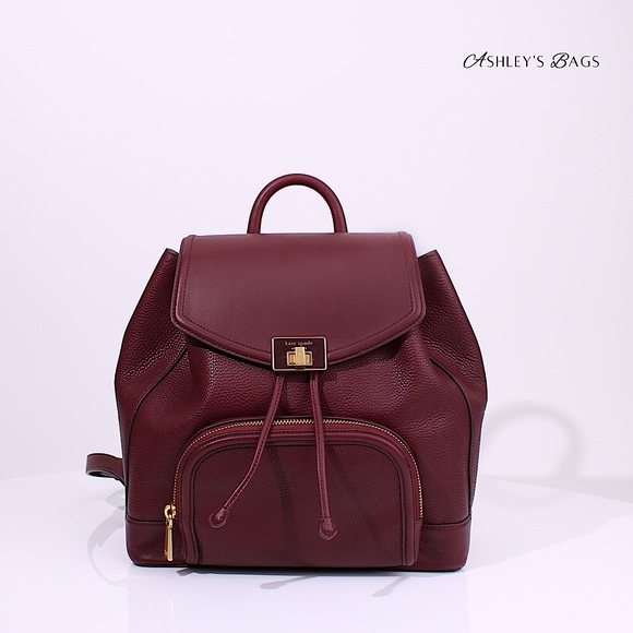kate spade Handbags - Kate Spade York Pebbled & Smooth Leather Backpack In Cordovan Burgundy